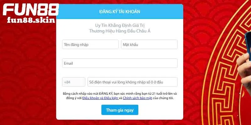 Quy trình tham gia game bài đổi thưởng Fun88 đơn giản