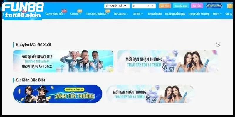 Khuyến mãi Fun88 cập nhật liên tục