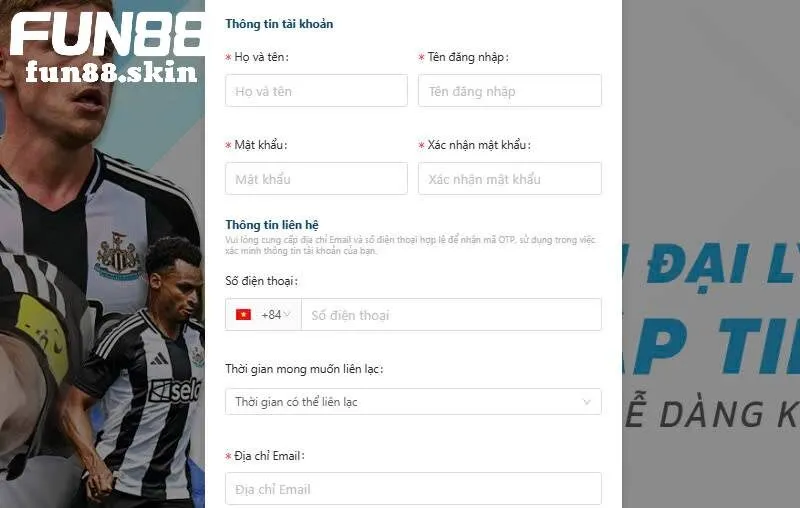 Quy trình tham gia đại lý tại Fun88 đơn giản